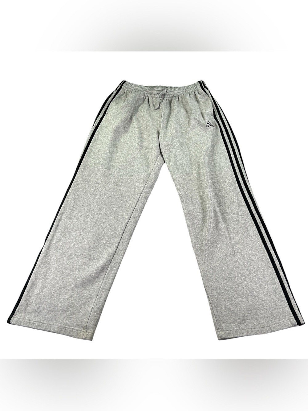 adidas 3-Stripes Sweatpants Men’s XLT Gray Big Tall Open Hem Fleece Jogger Pants